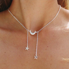 Moon and Star Pendant Necklace