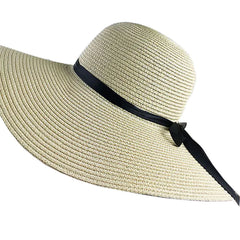 Women's Summer Beach Hat with Bow and Sun Protection