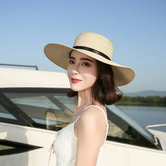 Women's Summer Beach Hat with Bow and Sun Protection