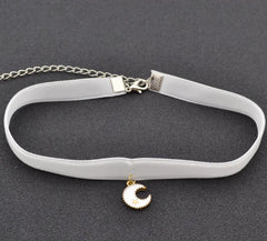 Velvet Ribbon Star and Moon choker with Pendant