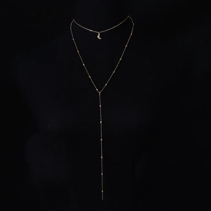 Elegant Moon and Star Pendant Necklace with Pearls