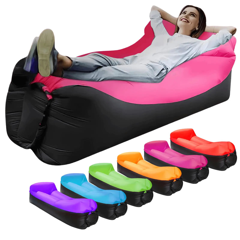 LONGJIN Inflatable Lounger Air Sofa Hammock Inflatable Couch for Camping Perfect for Beach Chair Waterproof Anti-Air Leaking Pouch Couch Air Chair for Outdoor Beach Hiking (Pink)