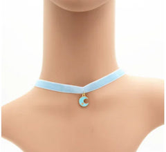 Velvet Ribbon Star and Moon choker with Pendant