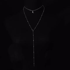 Elegant Moon and Star Pendant Necklace with Pearls