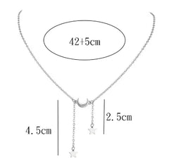 Moon and Star Pendant Necklace