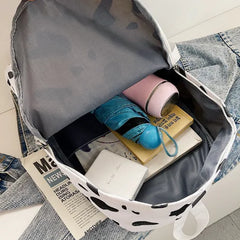 Cow Print Canvas Tote Bag