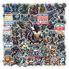 BIGZORO Pack 50 PCS Lacrosse Stickers Print Outdoors Waterproof Vinyl Decals Items for Adults Men Women Sports Team Labels Decor Car Scrapbooks Water Bottles Bumper Helmet Laptop