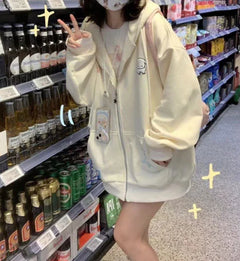 Embroidered Loose Versatile Hooded Cardigan for Women