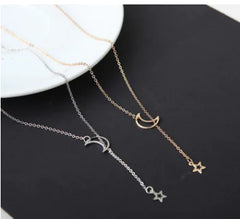 Minimalist Moon and Star Choker Necklace