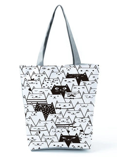 Cat Print Tote Bag - Simple Stylish Shoulder Bag