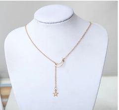 Minimalist Moon and Star Choker Necklace