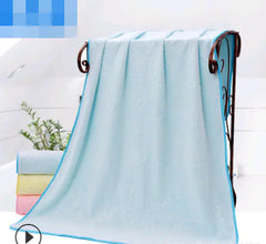 Microfiber Embossed Bear Bath Towel and Robe Set