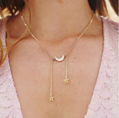 Moon and Star Pendant Necklace