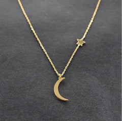 Minimalist Star and Moon Necklace with Pendant