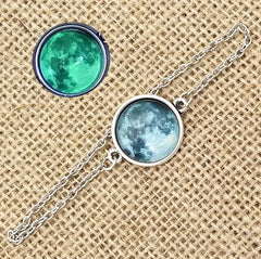 Starry Night Glow Bracelet - Glass Moon Eclipse Pendant