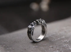 925 Thai Silver Engraved Skull Ring