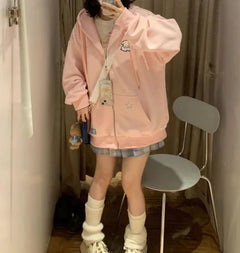 Embroidered Loose Versatile Hooded Cardigan for Women