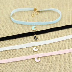Velvet Ribbon Star and Moon choker with Pendant