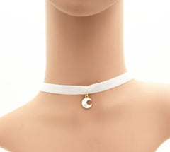 Velvet Ribbon Star and Moon choker with Pendant