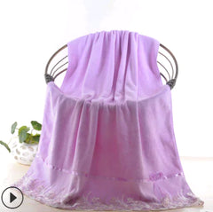 Luxury Microfiber Bath Towel with Lace Trim for All Ages