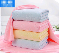 Microfiber Embossed Bear Bath Towel and Robe Set