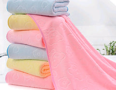 Microfiber Embossed Bear Bath Towel and Robe Set