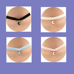 Velvet Ribbon Star and Moon choker with Pendant