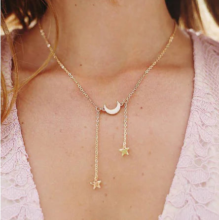 Moon and Star Pendant Necklace