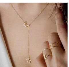 Minimalist Moon and Star Choker Necklace