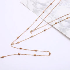 Elegant Moon and Star Pendant Necklace with Pearls